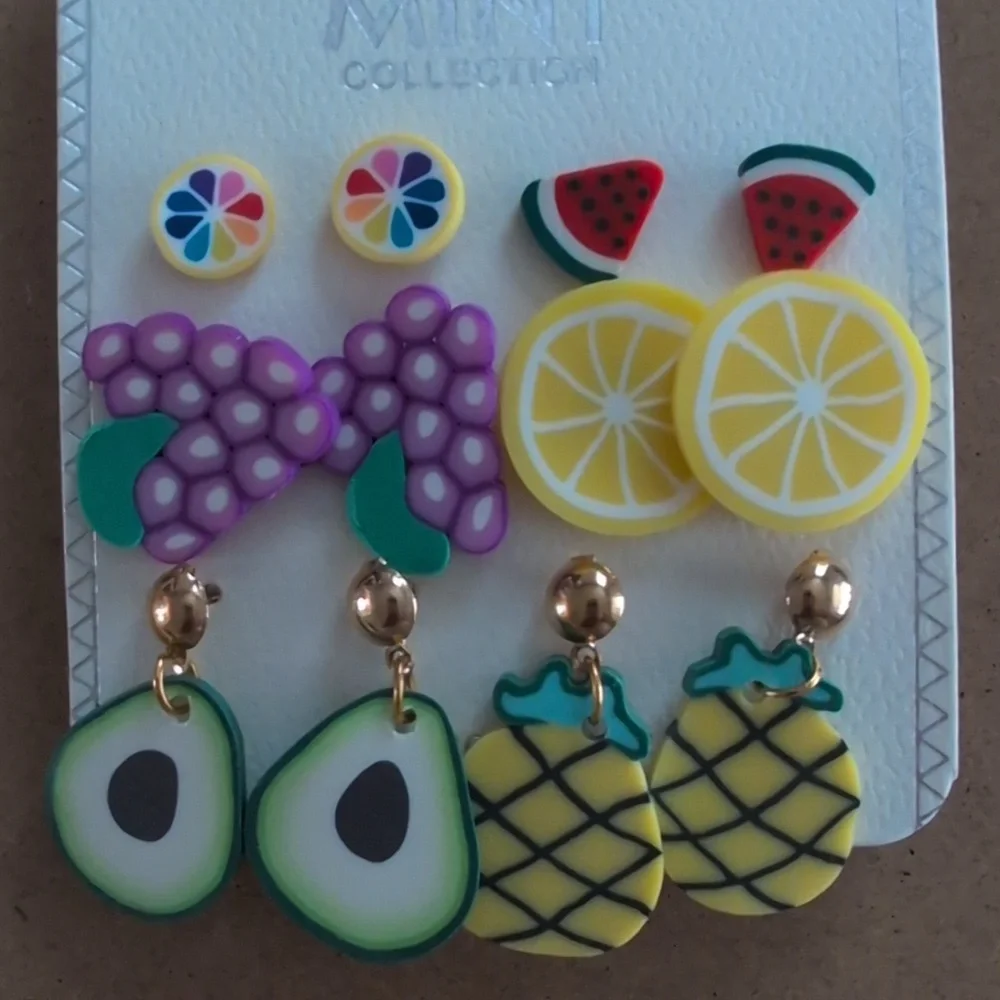 Colorful Fruit-Themed Kids Fashion Earrings Set
